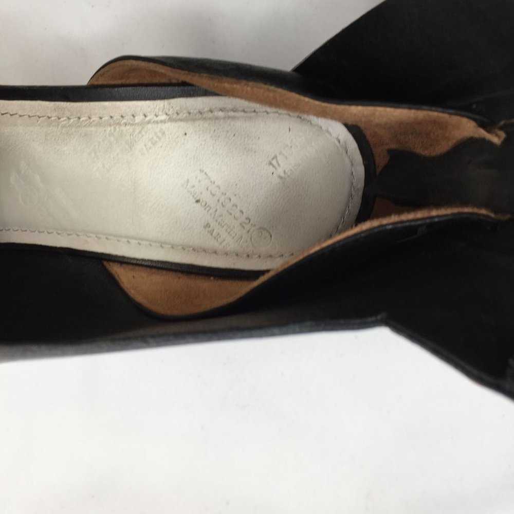 Mason Martin Margiela Stiletto Womens Heels 38.5 M Black Leather Peep-toe Shoes - Picture 9 of 11